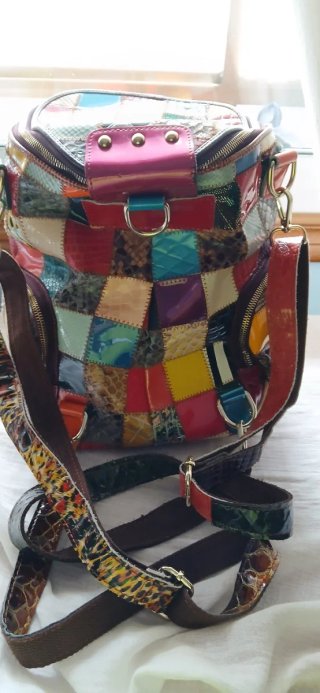 Bolso Mochila Patchwork Multicolor cuero