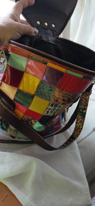 Bolso Mochila Patchwork Multicolor cuero