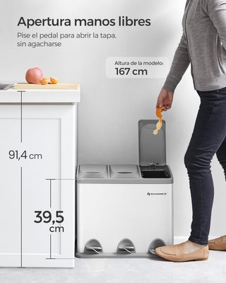 Cubo Basura Clasificador 3x8L Songmics