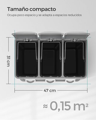 Cubo Basura Clasificador 3x8L Songmics