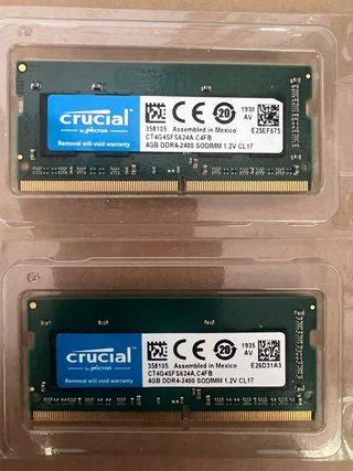 2x Crucial 4GB DDR4-2400 SODIMM RAM + teclado de Segunda mano por