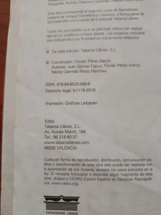 Lengua castellana y Literatura 2 bachillerato