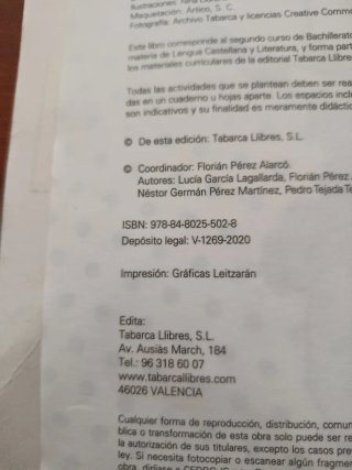 Lengua castellana y Literatura 2 bachillerato