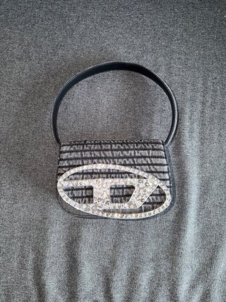 Bolso Diesel original 1DR Logo Cristal Denim Gris