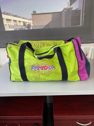 Bolso Deporte Vintage Reebok Rosa y Verde