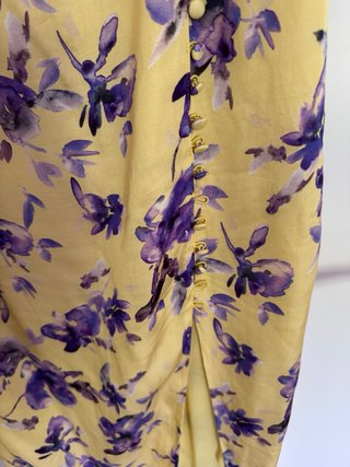 Vestido fiesta Uterqüe floral amarillo y morado