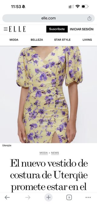Vestido fiesta Uterqüe floral amarillo y morado