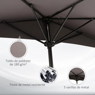 Sombrilla Jardín 269x138x236 cm
