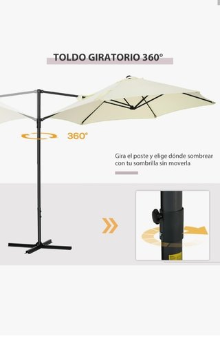Sombrilla Jardín/Playa Beige/Negro Nueva