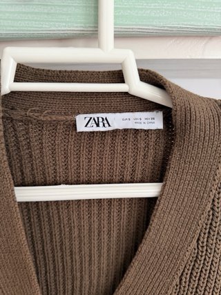 Chaqueta Zara punto bolsillos verde S