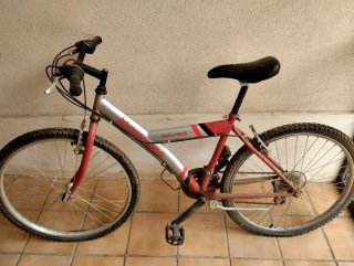 Bicicleta Motogas Roja y Plateada