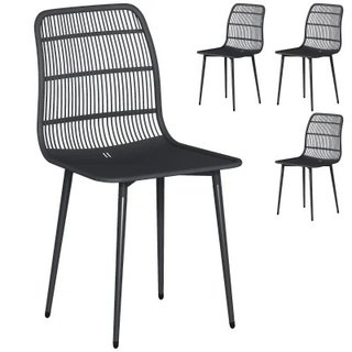 Outsunny Sedie da Giardino Set da 4 Nero · Metallo