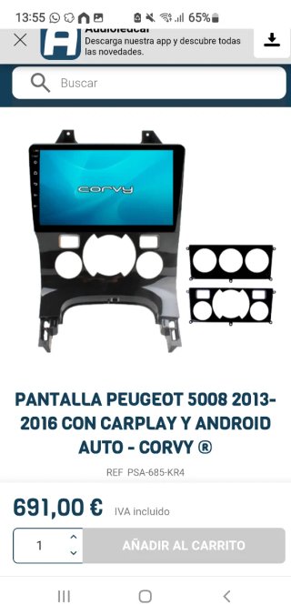 Pantalla Corvy Peugeot 5008 2013-2016