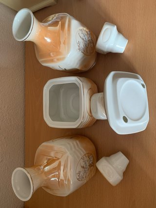 Lote 3 jarrones decorativos beige y naranja