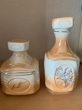 Lote 3 jarrones decorativos beige y naranja