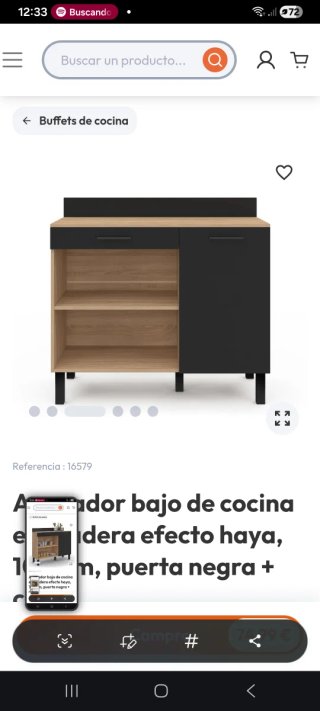 Aparador bajo cocina madera efecto haya