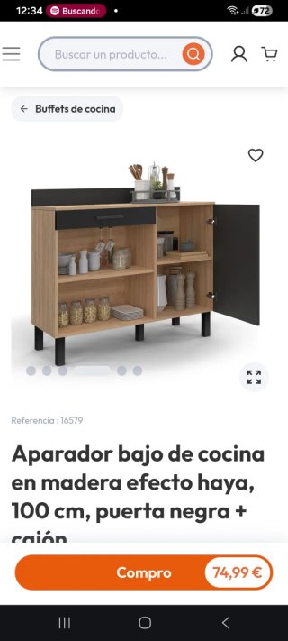 Aparador bajo cocina madera efecto haya