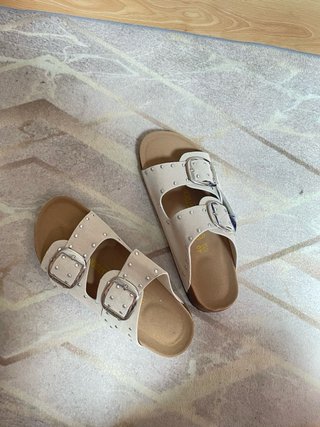 Sandalias Birkenstock Beige y Plata