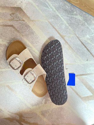 Sandalias Birkenstock Beige y Plata