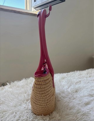 Mala de palha Mango rosa e bege
