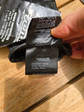 Guantes Moto Venti Cuero Negro Talla L
