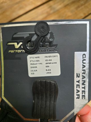 Guantes Moto Venti Cuero Negro Talla L