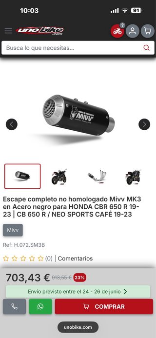 Escape Mivv MK3 Honda CBR650R 2019-2023