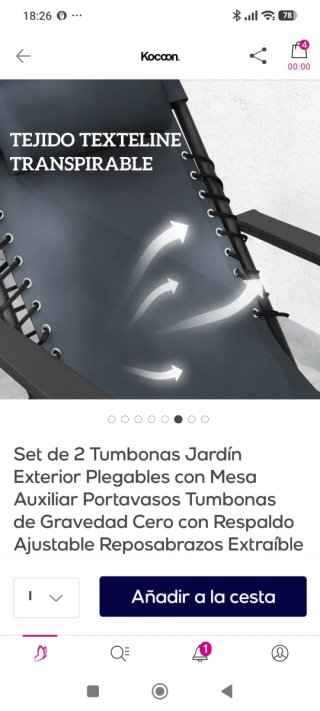 Set 2 Tumbonas Plegables con Mesa Kocoon