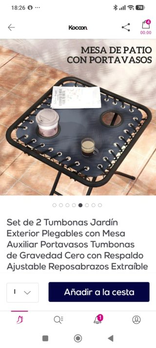Set 2 Tumbonas Plegables con Mesa Kocoon