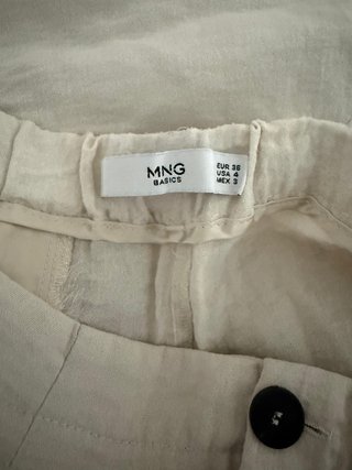 Pantalón Mango lino beige claro