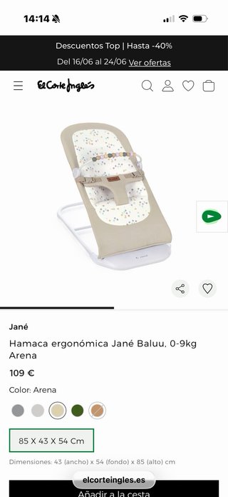 Hamaca Jané para bebé