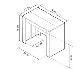 Mesa extensible 50cm a 235cm blanca