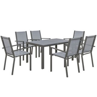 Outsunny Set da Giardino 6 Sedie Impilabili e Tavo