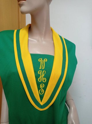 Vestido animadora vintage 70s verde y amarillo