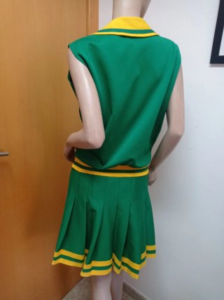Vestido animadora vintage 70s verde y amarillo