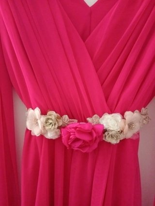 Vestido largo fiesta rosa/rojo