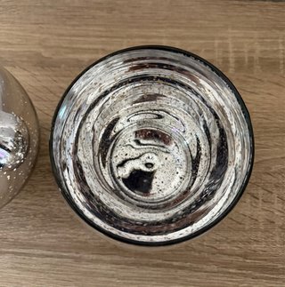 Portavelas de cristal plateado