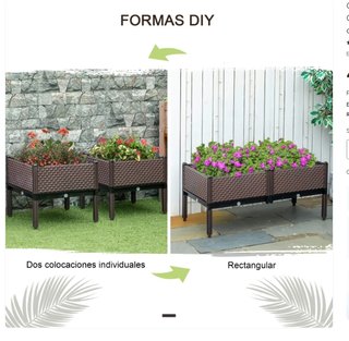 Juego 2 Jardineras Exterior Plástico