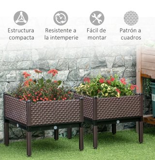 Juego 2 Jardineras Exterior Plástico