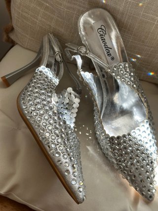 Scarpe eleganti argento con strass