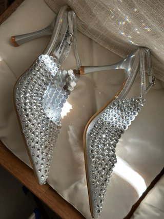 Scarpe eleganti argento con strass
