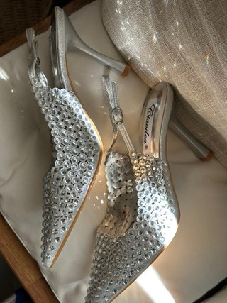 Scarpe eleganti argento con strass