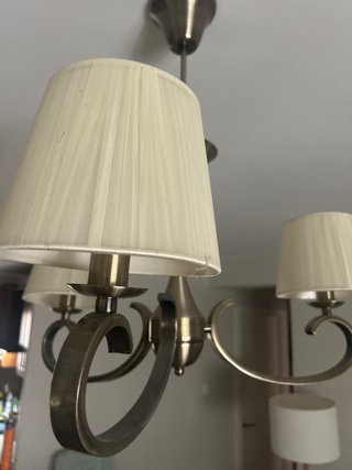 Lámpara de techo salón tela y metal