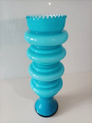 Jarrón/florero opalina azul aguamarina