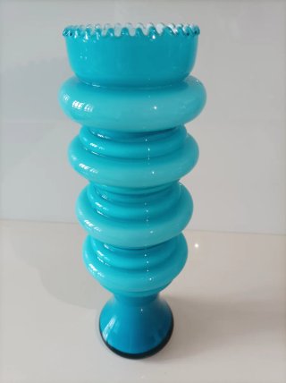 Jarrón/florero opalina azul aguamarina