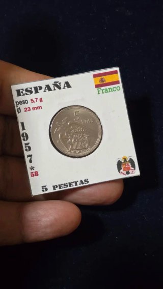 Moneda España 5 Pesetas 1957 *58 Franco