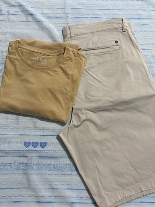 T-shirt e Bermuda YourTurn Beige/Marrone XL/XXL