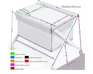 Minicuna de bebé con colchón y accesorios