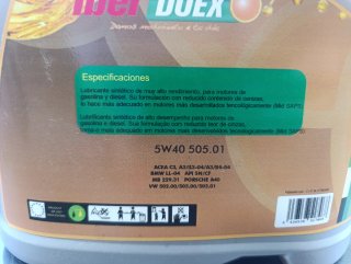 Aceite Motor Iber Doex 5W40 5L Sintético.