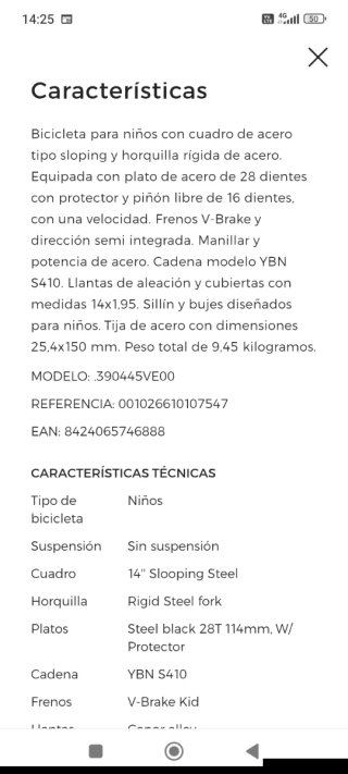 Bicicleta Infantil Conor 14 Pulgadas